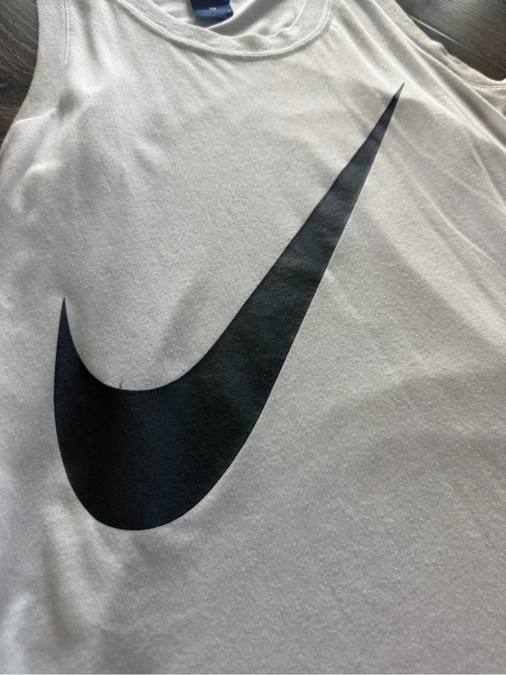 2/$10 Nike White Tank with Large Black Swoosh Logo women’s medium workout shirt